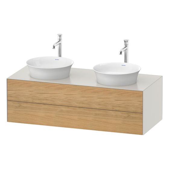 Duravit White Tulip Konsolen-WTU wandh. 550x1300x408mm B/M mit KSP Eiche Natur massiv Matt/Nordic Weiß SDM Grifflos 2 Schubk