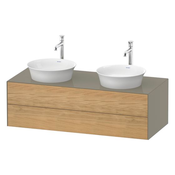 Duravit White Tulip Konsolen-WTU wandh 550x1300x408mm B/M mit KSP Eiche Natur massiv Matt/Steingrau HG Grifflos 2 SK o.ES