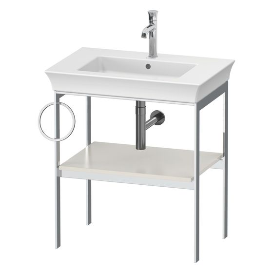 Duravit White Tulip Metallkonsole 450x684x760mm, L, Nordic Weiß SDM, 1 Ablagefläche/Handtuchhalter, Integrierter Höhenausgleich