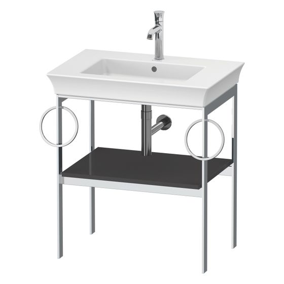 Duravit White Tulip Metallkonsole 450x684x760mm Graphit HG, 1 Ablagefläche, 2 Handtuchhalter, Integrierter Höhenausgleich