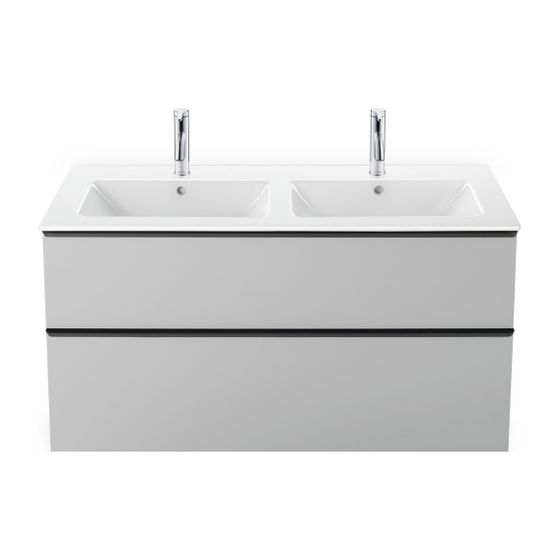 Duravit ME by Starck Doppelwaschtisch 490x1300x180mm wh, Weiß SM, Rechteckig, WonderGliss, 2 Waschplätze L, mit Überlauf