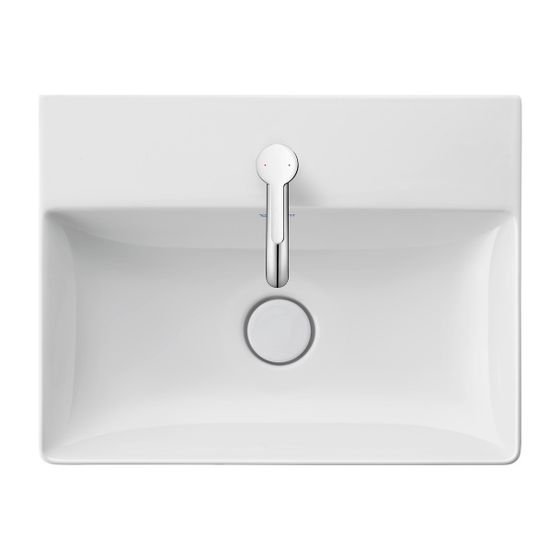Duravit DuraSquare Waschtisch 400x500x145mm Compact WonderGliss Weiß Hochglanz, Rechteckig, 1 WP mittig, ohne ÜL, geschliffen
