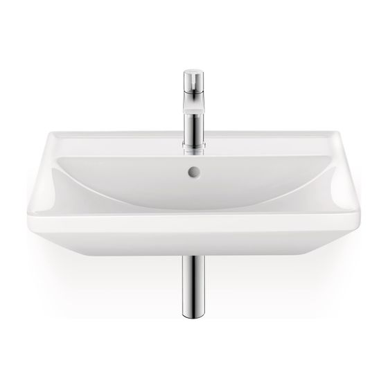 Duravit D-Neo Waschtisch 440x550x165mm wandhäng., Weiß Hochglanz, Rechteckig, 1 Waschplatz mittig, 1 HL mittig, mit ÜL