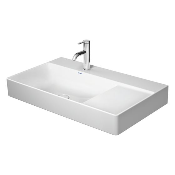 Duravit DuraSquare Waschtisch 470x800x145mm, WonderGliss, Weiß Hochglanz, Rechteckig, 1 WP L, ohne ÜL, o.HL, geschliffen