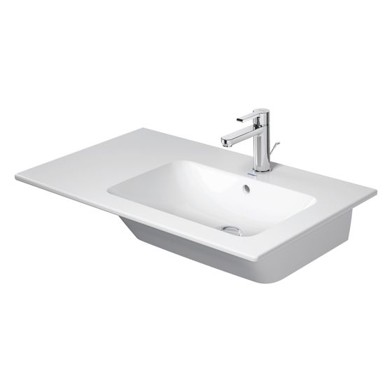 Duravit ME by Starck Waschtisch 490x830x180mm, WonderGliss, Weiß Hochglanz, Rechteckig, 1 WP R, mit ÜL, o.HL