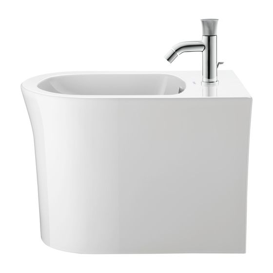 Duravit White Tulip Stand Bidet 580x370x420mm, Weiß Hochglanz, WonderGliss, 1 HL, mit ÜL, Back to wall, verd. Befes.