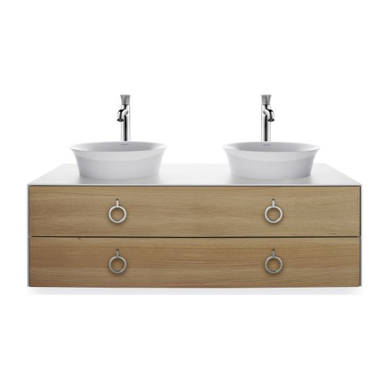 Duravit White Tulip Konsolenwaschtischunterbau wh 550x1300x408mm B/M mit KSP Eiche Natur massiv Matt/Weiß HG Griff 2 Schubk