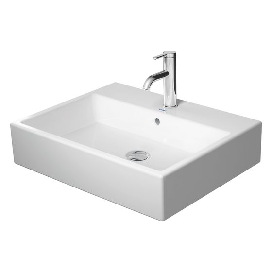 Duravit Vero Air Waschtisch 470x600x165mm wh Weiß Hochglanz, Rechteckig, WonderGliss, 1 Waschplatz mittig, 1 HL mittig, mit ÜL