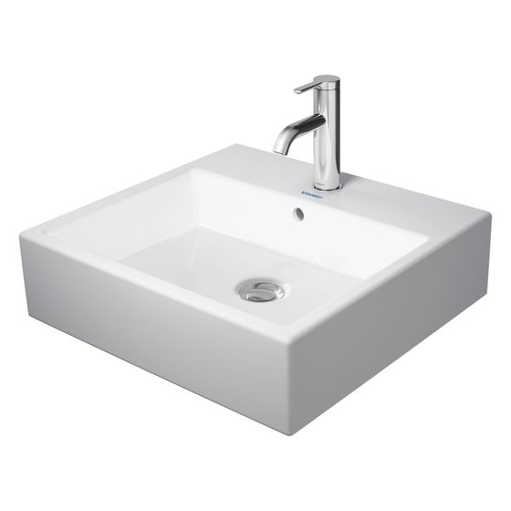 Duravit Vero Air Waschtisch 470x500x165mm wandh. Weiß Hochglanz, Rechteckig, WonderGliss, 1 WP mittig, mit Überlauf, geschl.