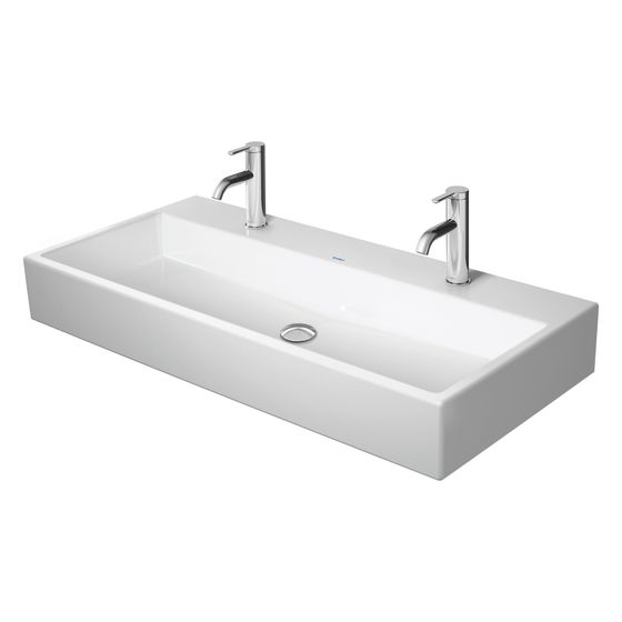 Duravit Vero Air Waschtisch 470x1000x170mm wh Weiß Hochglanz, Rechteckig, WonderGliss, 2 Waschplätze mittig 1 HL mittig ohne ÜL