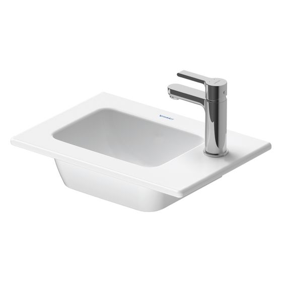Duravit ME by Starck Handwaschbecken 300x430x150mm, Weiß SM, WonderGliss, rechteckig 1 Waschp. L, 1 HL mittig, ohne Überlauf