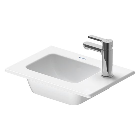 Duravit ME by Starck Handwaschbecken 300x430x150mm, Weiß Hochglanz, Rechteckig, 1 Waschplatz L, 1 HL mittig, ohne Überlauf