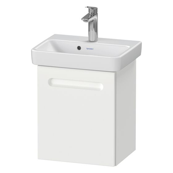 Duravit No.1 Waschtischunterbau wandhängend 316x390x478mm L, Mattweiß, Folie/Korpus Mattweiß, Griffmulde, 1 Tür, Autom.