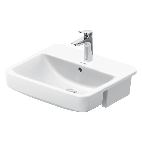 Duravit No.1 Halbeinbauwaschtisch 460x550x170mm, Weiß Hochglanz, 1 HL, mit Überlauf, Befestigung für Holzkonsolen