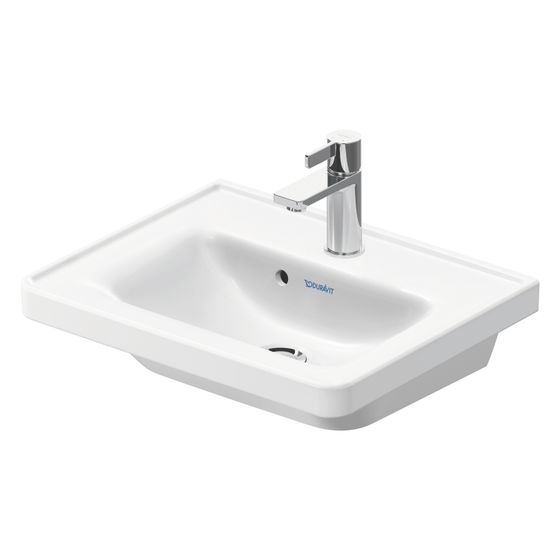 Duravit D-Neo Handwaschbecken 400x500x150mm, Weiß Hochglanz, Rechteckig,1 Waschplatz/HL mittig, mit Überlauf