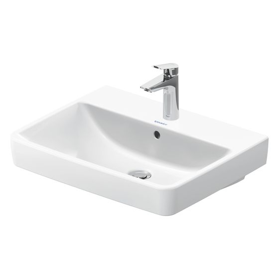 Duravit No.1 Waschtisch 460x600x173mm wandhäng., Weiß Hochglanz, Rechteckig, 1 Waschplatz mittig, 1 HL mittig, mit ÜL