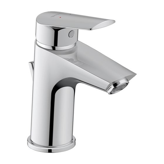 Duravit No.1 Einhebel-Waschtischmischer S MinusFlow, Chrom, 3,5l/min, Hebelgriff, mit Garnitur, Ausladung 100mm, 156mm