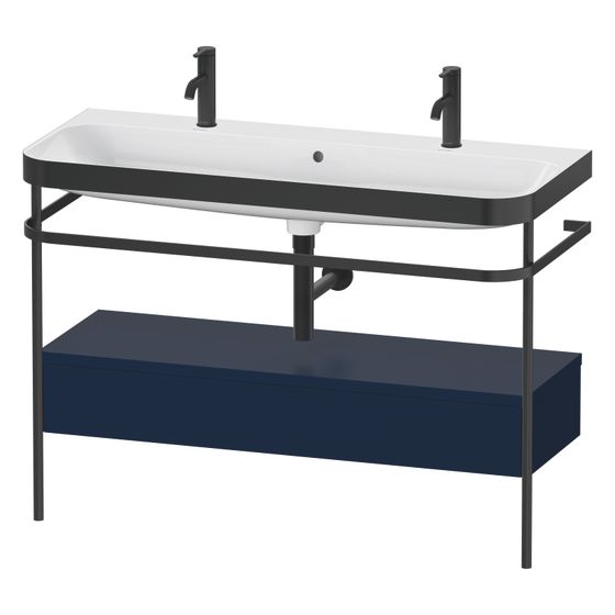 Duravit Happy D.2 Waschtisch-Set C-bonded Metallkonsole, SK Dekor, 490x1175x850mm, Nachtblau SDM, 1 Schubkasten, Grifflos