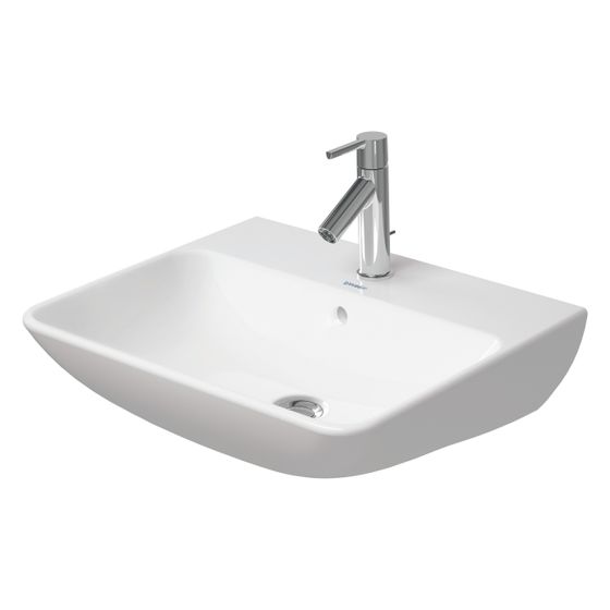 Duravit ME by Starck Waschtisch 440x550x180mm wh Weiß HG, Rechteckig, WonderGliss, 1 Waschplatz mittig, 1 HL mittig, mit ÜL