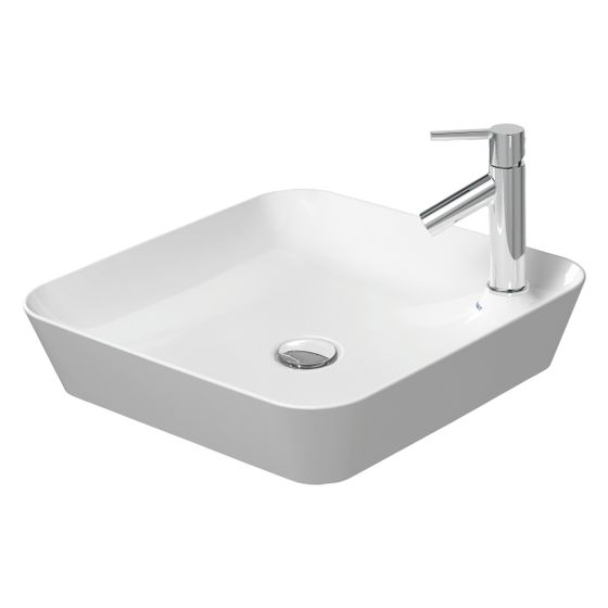Duravit Cape Cod Aufsatzbecken 460mm, Weiß Seidenmatt, WonderGliss, DuraCeram, Quadratisch, ohne Überlauf und HLB