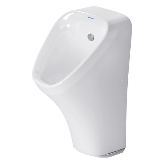 Duravit DuraStyle Elektronisches Urinal 340x300x580mm Weiß Hochglanz, WonderGliss, Batterie, Rimless, Verdrängung, Zulauf hinten