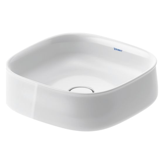 Duravit Zencha Aufsatzbecken 420mm, Weiß Hochglanz, WonderGliss, DuraCeram, Quadratisch, ohne Überlauf und HLB