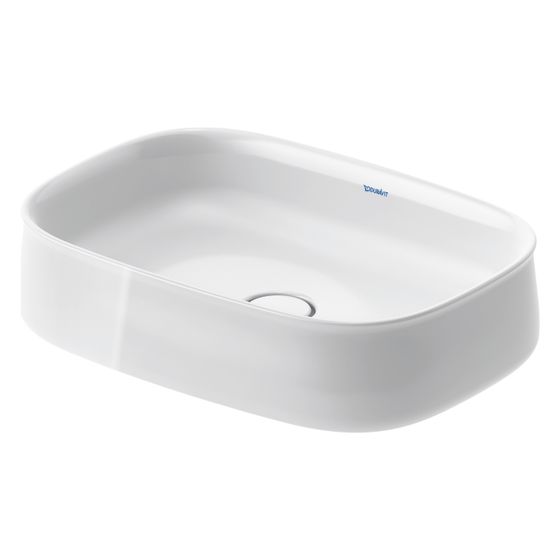 Duravit Zencha Aufsatzbecken 550mm, Weiß Hochglanz, WonderGliss, DuraCeram, Rechteckig, ohne Überlauf und HLB