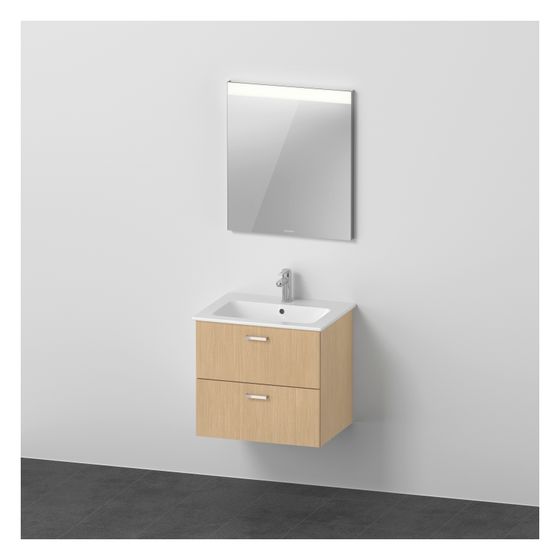 Duravit XBase Möbelwaschtisch, Waschtischunterbau, Spiegel 490x630x2000mm, 2 Schubkästen, Natur Eiche Matt, 630mm