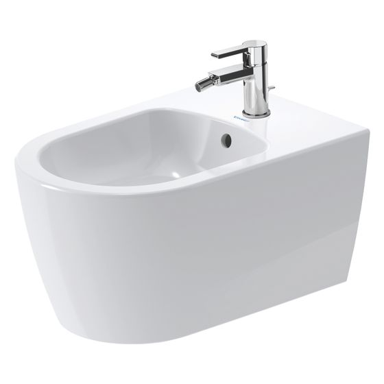 Duravit ME by Starck Wandbidet 570x370x295mm, Weiß Hochglanz, WonderGliss, 1 HL, HLB/Überlauf/verd. Befestigung