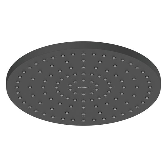 Duravit Kopfbrause, Mattschwarz, Kunststoff, Rund, d. Kopfbrause 250mm, 21l/min, Rain, Wand-/Deckenmontage