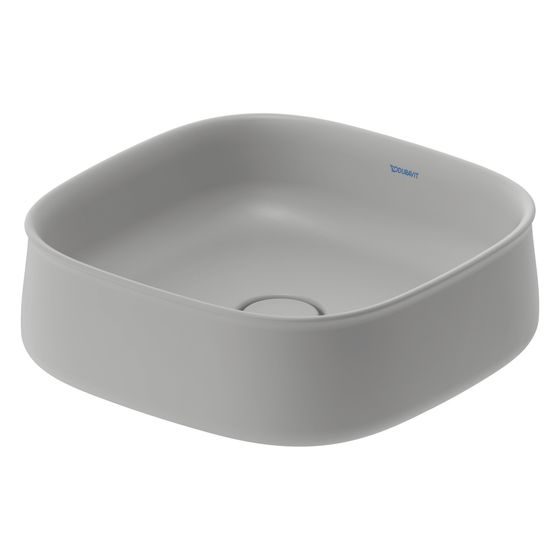 Duravit Zencha Aufsatzbecken 420mm, Grau Seidenmatt, WonderGliss, DuraCeram, Quadratisch, ohne Überlauf und HLB