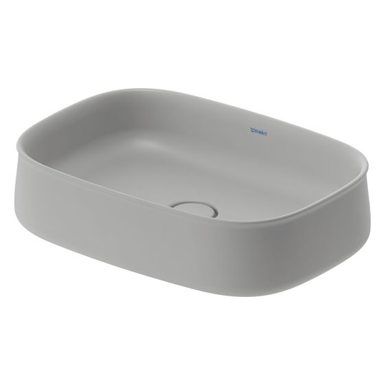 Duravit Zencha Aufsatzbecken 550mm, Grau Seidenmatt, WonderGliss, DuraCeram, Rechteckig, ohne Überlauf und HLB
