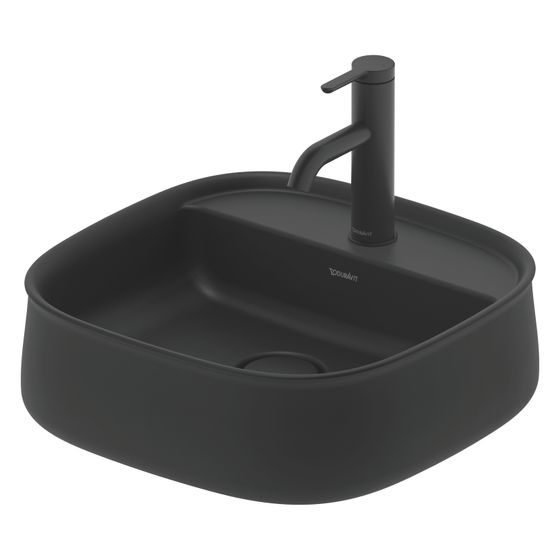 Duravit Zencha Aufsatzbecken 420mm, Anthrazit Matt, WonderGliss, DuraCeram, Quadratisch, mit HLB ohne Überlauf