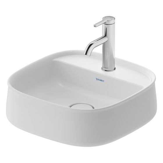Duravit Zencha Aufsatzbecken 420mm, Weiß Seidenmatt, WonderGliss, DuraCeram, Quadratisch, mit HLB ohne Überlauf