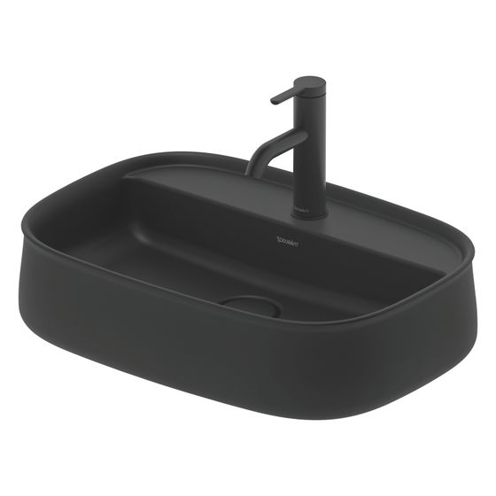 Duravit Zencha Aufsatzbecken 550mm, Anthrazit Matt, WonderGliss, DuraCeram, Rechteckig, mit HLB, ohne Überlauf