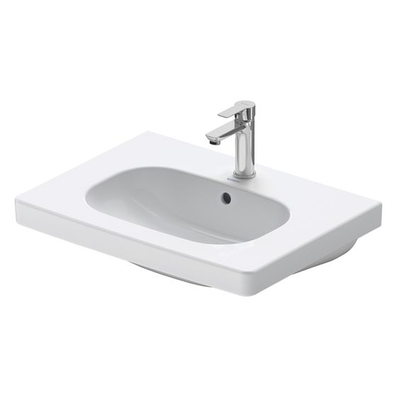 Duravit D-Code Waschtisch 485x650x175mm, Weiß Hochglanz, Rechteckig, 1 Waschplatz/HL mittig, mit Überlauf
