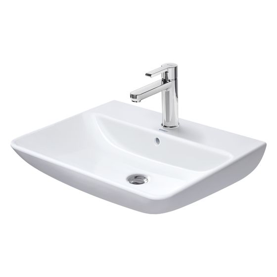 Duravit ME by Starck Waschtisch 490x650x180mm wandhäng., Weiß Hochglanz, Rechteckig, 1 Waschplatz mittig, 1 HL mittig, mit ÜL