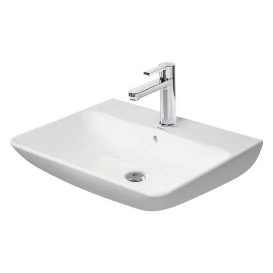 Duravit ME by Starck Waschtisch 490x650x180mm wandh. Weiß SM, Rechteckig, WonderGliss, 1 Waschplatz M 1 HL M mit ÜL