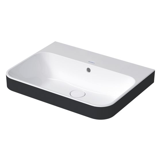 Duravit Happy D.2 Plus Aufsatzbecken 600mm, Weiß, WonderGliss, Rechteckig, mit HLB/Überlauf, Push-Open Ventil, o. HL