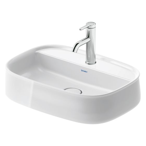 Duravit Zencha Aufsatzbecken 550mm, Weiß Hochglanz, WonderGliss, DuraCeram, Rechteckig, mit HLB, ohne Überlauf