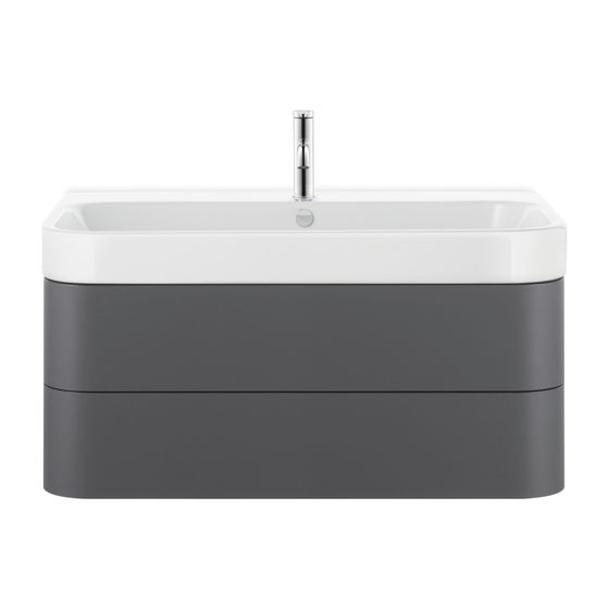 Duravit Happy D.2 Waschtisch 505x1000x170mm, WonderGliss, Weiß Hochglanz, Rechteckig, 1 WP/HL mittig, mit ÜL