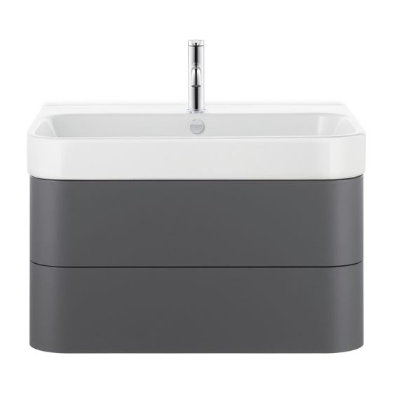 Duravit Happy D.2 Waschtisch 505x800x170mm, WonderGliss, Weiß Hochglanz, Rechteckig, 1 WP/HL mittig, mit ÜL