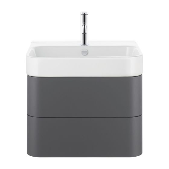 Duravit Happy D.2 Waschtisch 505x600x170mm, WonderGliss, Weiß Hochglanz, Rechteckig, 1 WP/HL mittig, mit ÜL