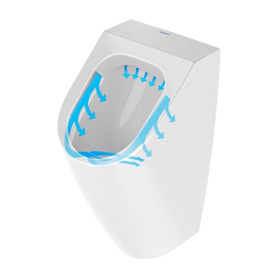 Duravit ME by Starck Urinal 350x300x585mm Weiß Hochglanz HYG Rimless, Absauger, für Deckel, Zulauf hinten, waagerecht