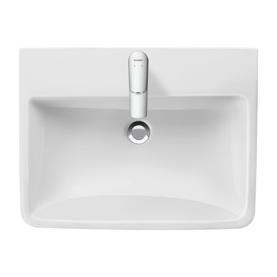 Duravit No.1 Waschtisch 460x600x173mm wandhäng., Weiß Hochglanz, Rechteckig, 1 Waschplatz mittig, 1 HL mittig, mit ÜL