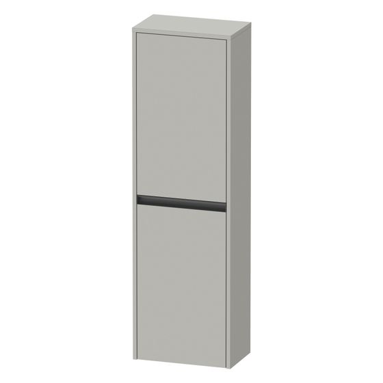 Duravit Ketho.2 Halbhochschrank Dekor 240x400x1320mm Betongrau Matt, 2 Türen R, 2 Glas-FB, 1 Holz-FB, Griff Anthrazit, Tip-on