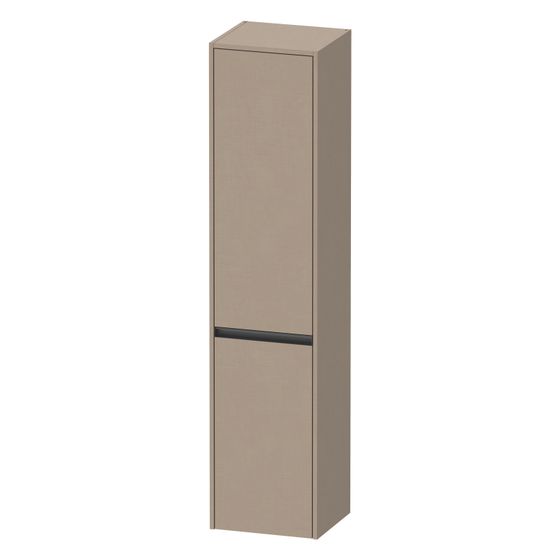 Duravit Ketho.2 Hochschrank Dekor 360x400x1760mm Leinen Matt, 2 Türen L, Griff Anthrazit, 3 Glasfachböden, 50mm Tip-on
