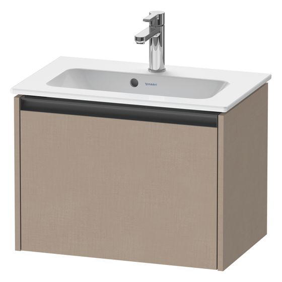 Duravit Ketho.2 Waschtischunterbau wandh. 390x610x440mm, Compact Leinen Matt, Griff Anthrazit, 1 Auszug, mit Dämpfung
