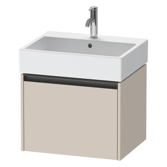 Duravit Ketho.2 Waschtischunterbau wandhäng. 460x584x440mm, Taupe Matt, Griff Anthrazit, 1 Auszug, mit Dämpfung