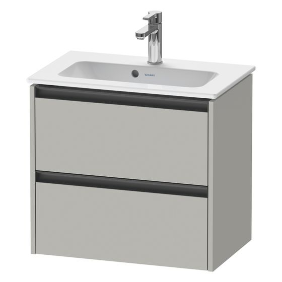 Duravit Ketho.2 Waschtischunterbau wandhäng. 390x610x549mm, Compact, Betongrau Matt, Griff Anthrazit, 2 SK